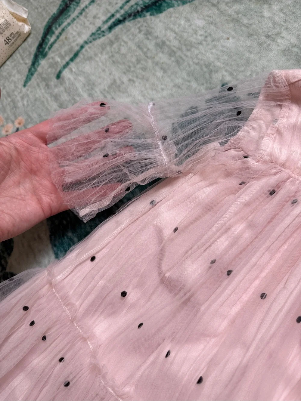 Nordstrom dressy Pink Tulle Polka Dot dress